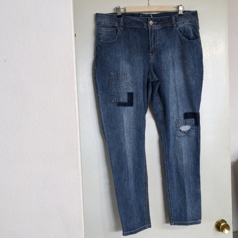 Lane Bryant patch skinny jeans